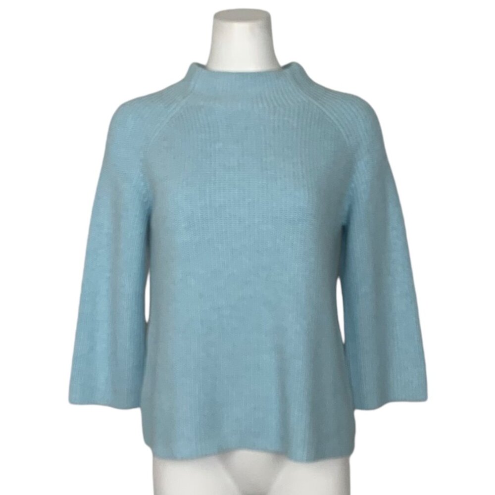 Kinross Crop Rib Funnel Sweater S Turquoise